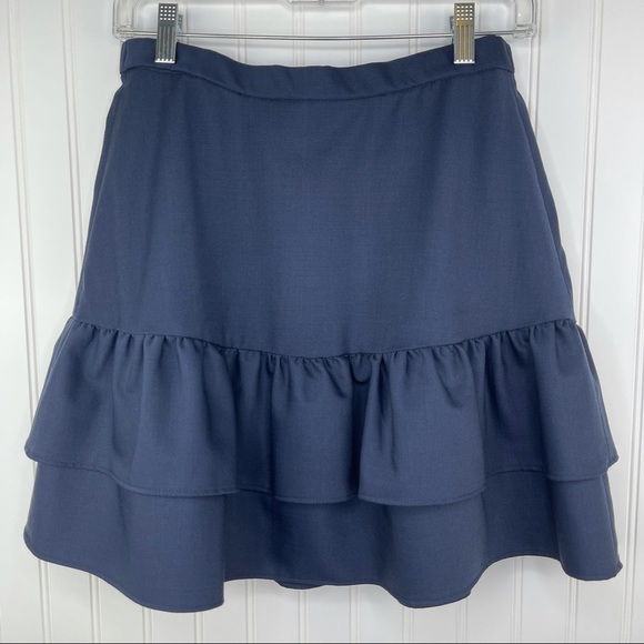 J. Crew Tiered Wool Blend Navy Blue Skirt Size 4 - Picture 3 of 8
